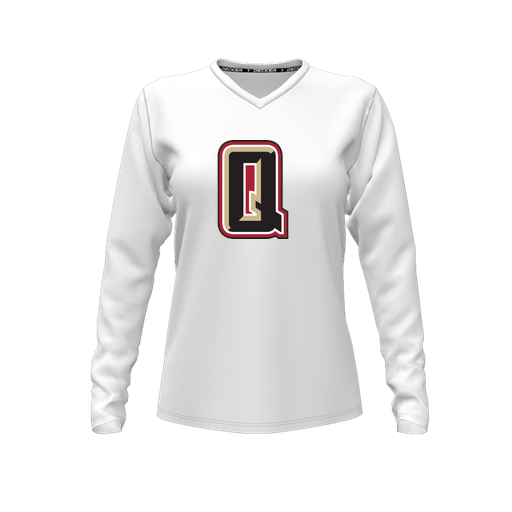 [FTLVCFWH-FYXS-LOGO2] Comfort T-Shirt (Female Youth XS, White, V Neck, Logo 2, Long Sleeve)