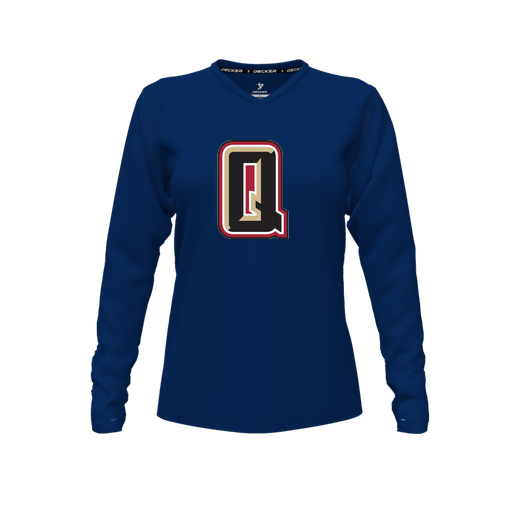 [FTLVCFNV-FYXS-LOGO2] Comfort T-Shirt (Female Youth XS, Navy, V Neck, Logo 2, Long Sleeve)