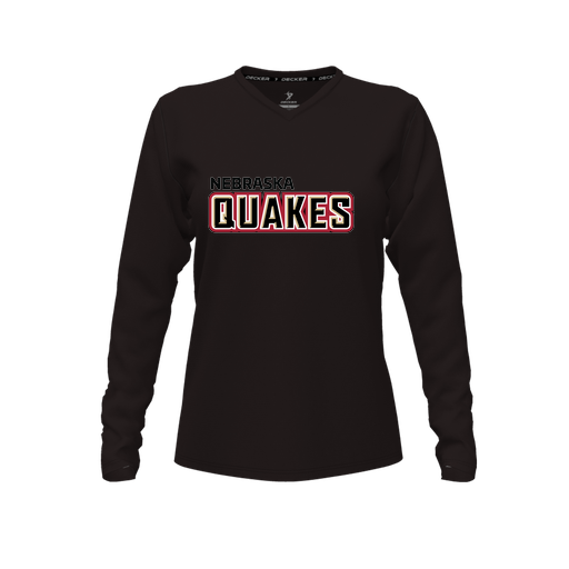 [CUS-DFW-TEES-PER-VNK-LSL-BLK-FYXS-LOGO1] Decker Performance T-Shirt (Female Youth XS, Black, V Neck, Logo 1, Long Sleeve)