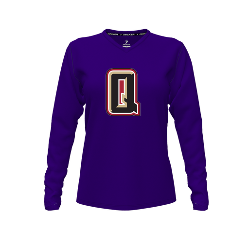 [CUS-DFW-TEES-PER-VNK-LSL-PUR-FYXS-LOGO2] Performance T-Shirt (Female Youth XS, Purple, V Neck, Logo 2, Long Sleeve)