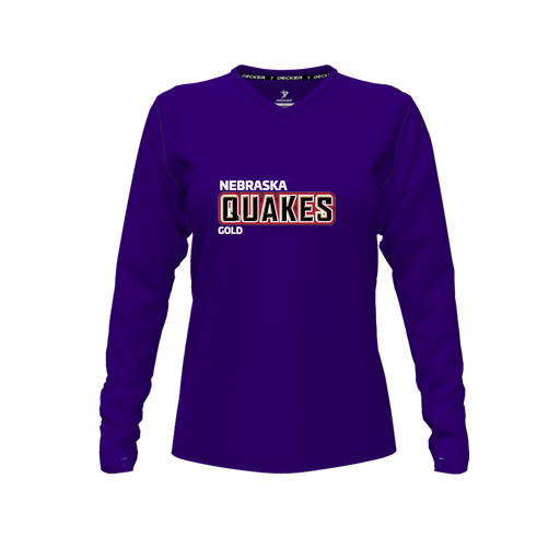 [CUS-DFW-TEES-PER-VNK-LSL-PUR-FYXS-LOGO3] Performance T-Shirt (Female Youth XS, Purple, V Neck, Logo 3, Long Sleeve)